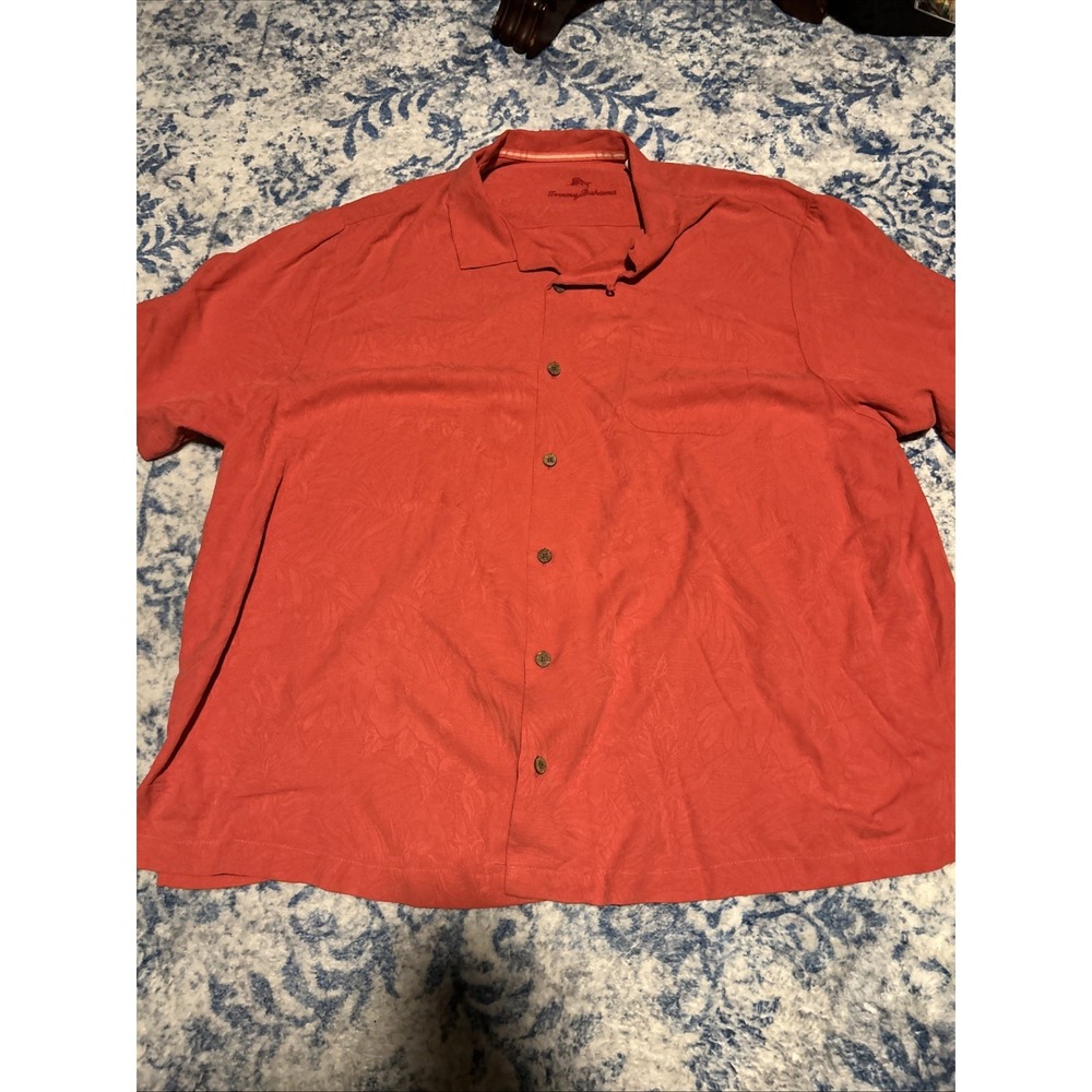 Tommy Bahama Mens 3XLB Silk Camp Shirt Big & Tall Red Floral Jacquard Tropical